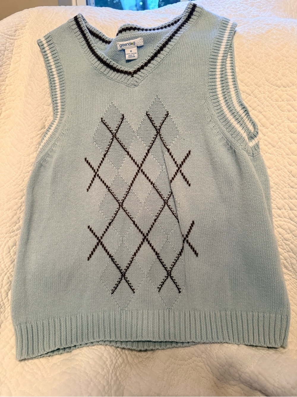 greendog Light Blue Argyle V-Neck Sweater Vest